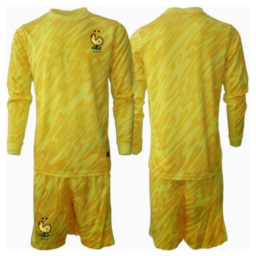 France Goalkeeper Replica Home Stadium Kit for Kids Euro 2024 Long Sleeve (+ pants)